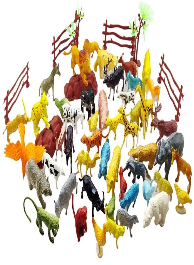 Mallexo مجموعة ألعاب حيوانات المزرعة والغابة المصغرة الواقعية من ماليكسو | 58 قطعة من مجسمات حيوانات الغابة البرية للأطفال من الجنسين: أسد، نمر، دب، قرد، باندا. هدية مثالية لأعياد ميلاد الأطفال. - Image 3